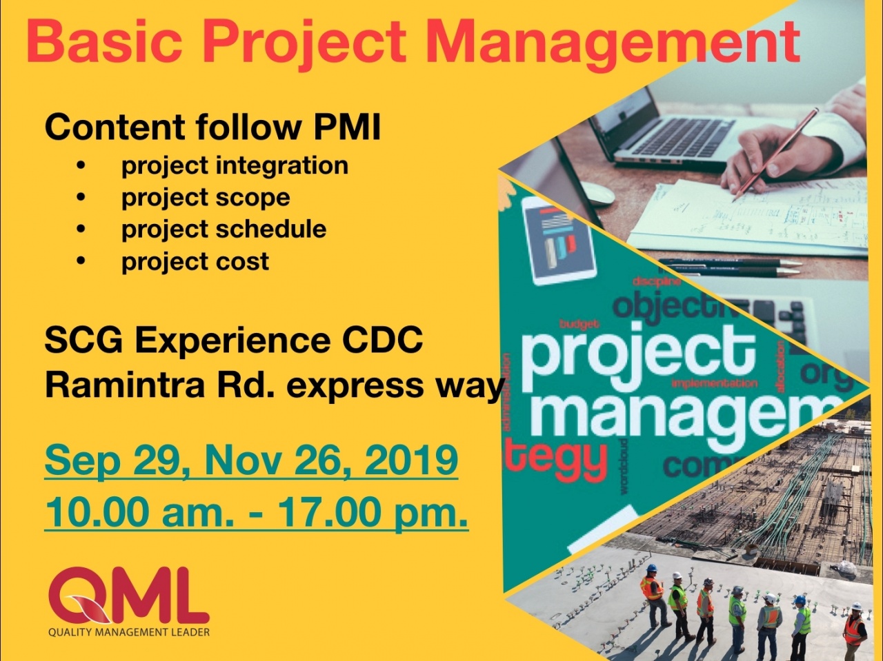 หลักสูตรการฝึกอบรม Basic project management (การบริหารการจัดการโครงการ) ตามหลักสูตร PMI