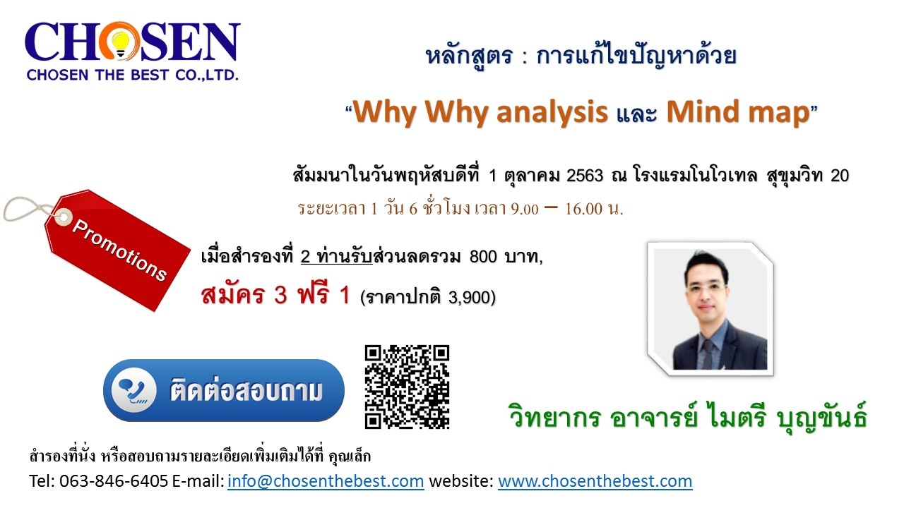 การแก้ไขปัญหาด้วย Why Why analysis และ Mind map