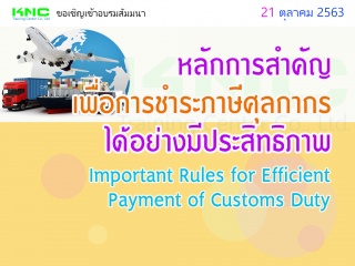 หลักการสำคัญเพื่อการชำระภาษีศุลกากรได้อย่างมีประสิ...